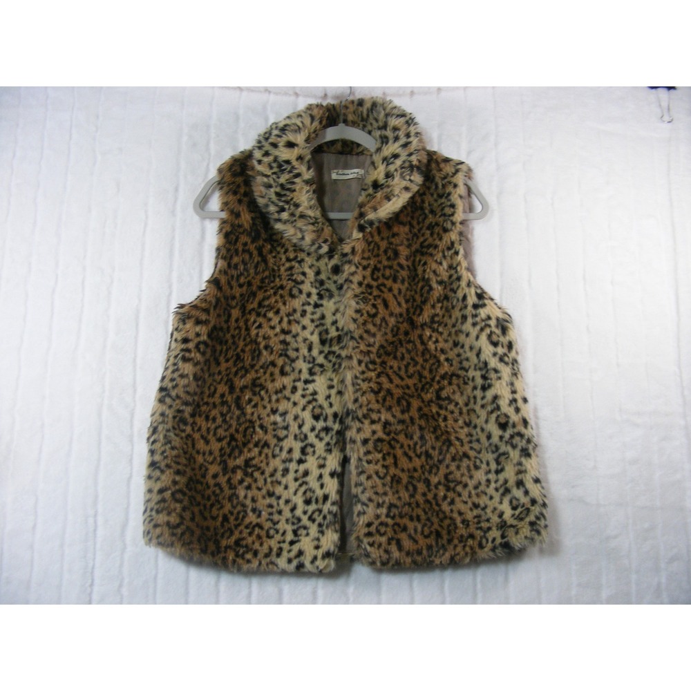Southern Stitch Faux Fur Vest Womens M Leopard Print Animal Print Layer